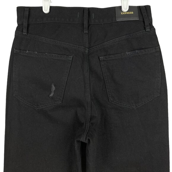 NWOT Express Women Black Jeans Size 4R Distressed Modern Straight Leg High Rise - Picture 4 of 10